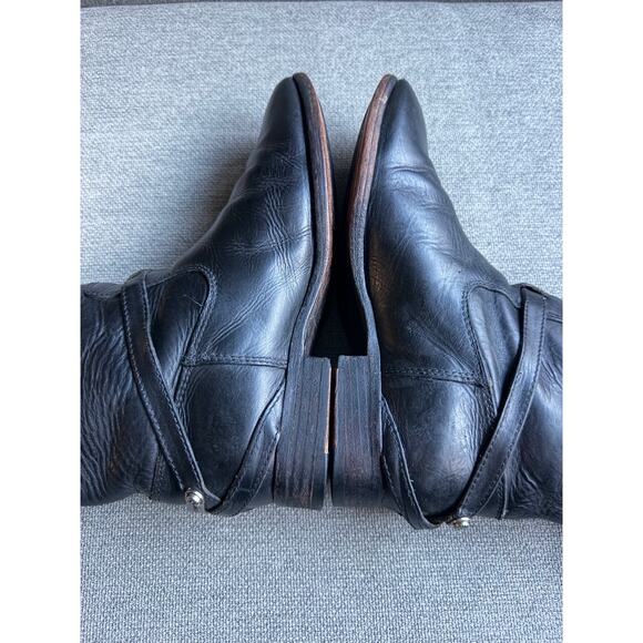 Frye Lindsay Vintage Plate Leather Knee-High Riding Boot Black Sz 7.5 - Picture 9 of 13